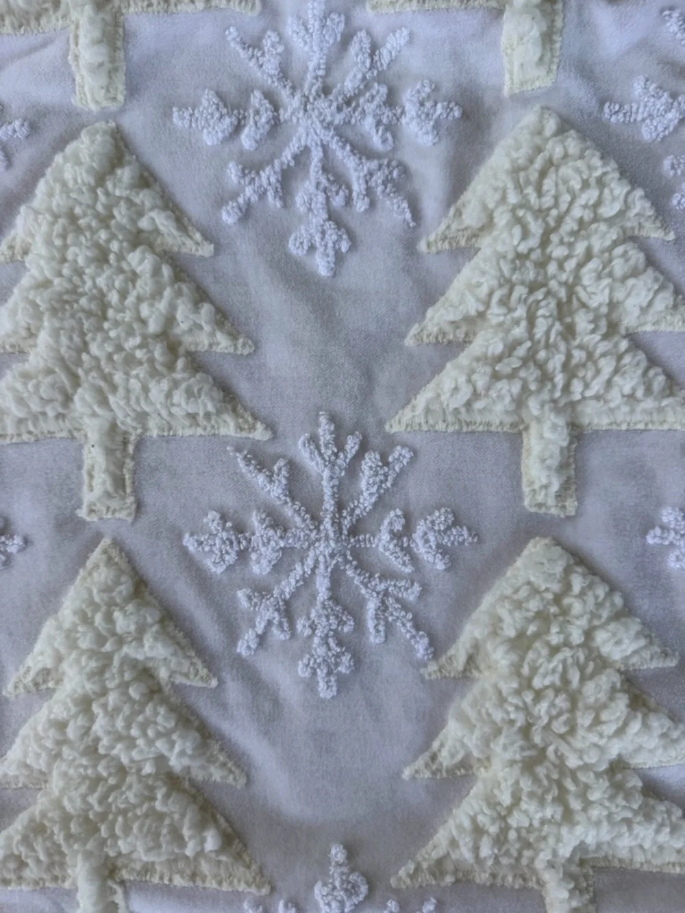 Pottery Barn Winter Tree Snowflake Sherpa Velvet Pillow Cover Cream 22x22